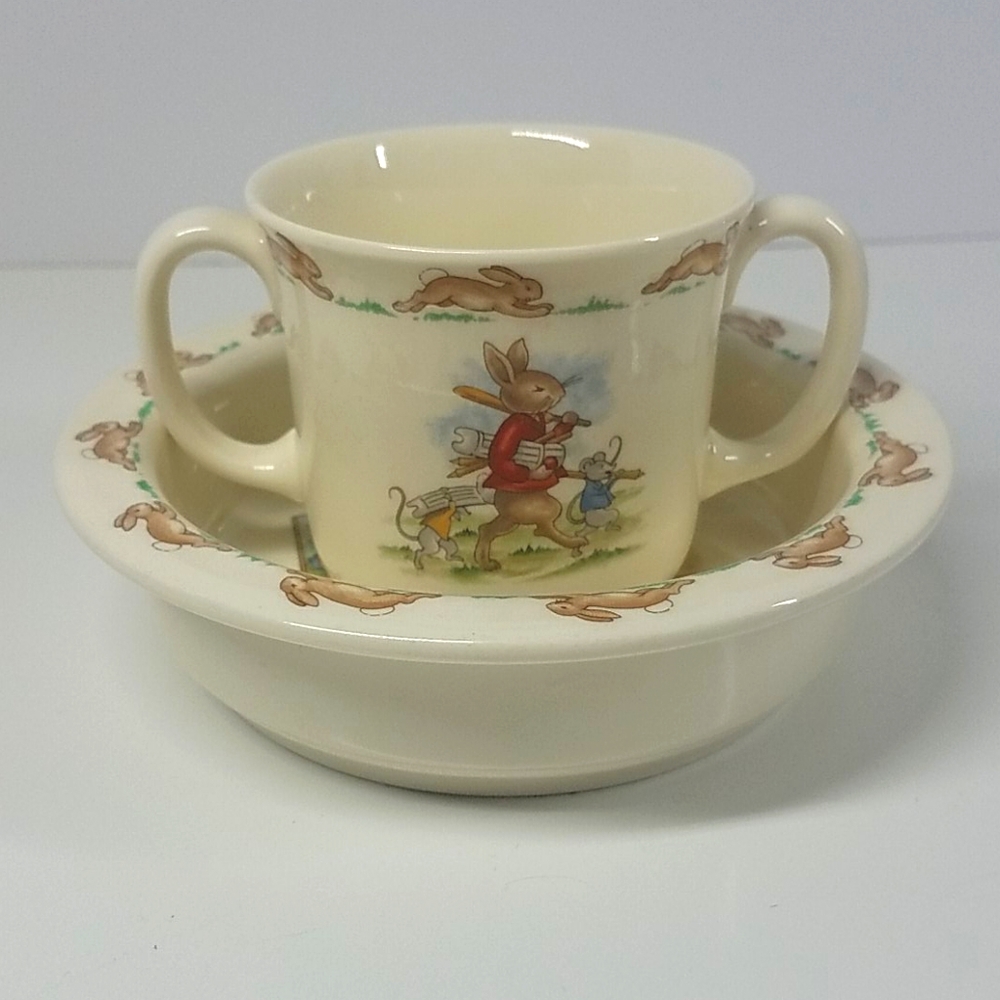 Vintage Bunnykins Royal Doulton Bowl and Cup Set